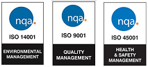 ISO 14001, 9001 and 45001 certificate logos