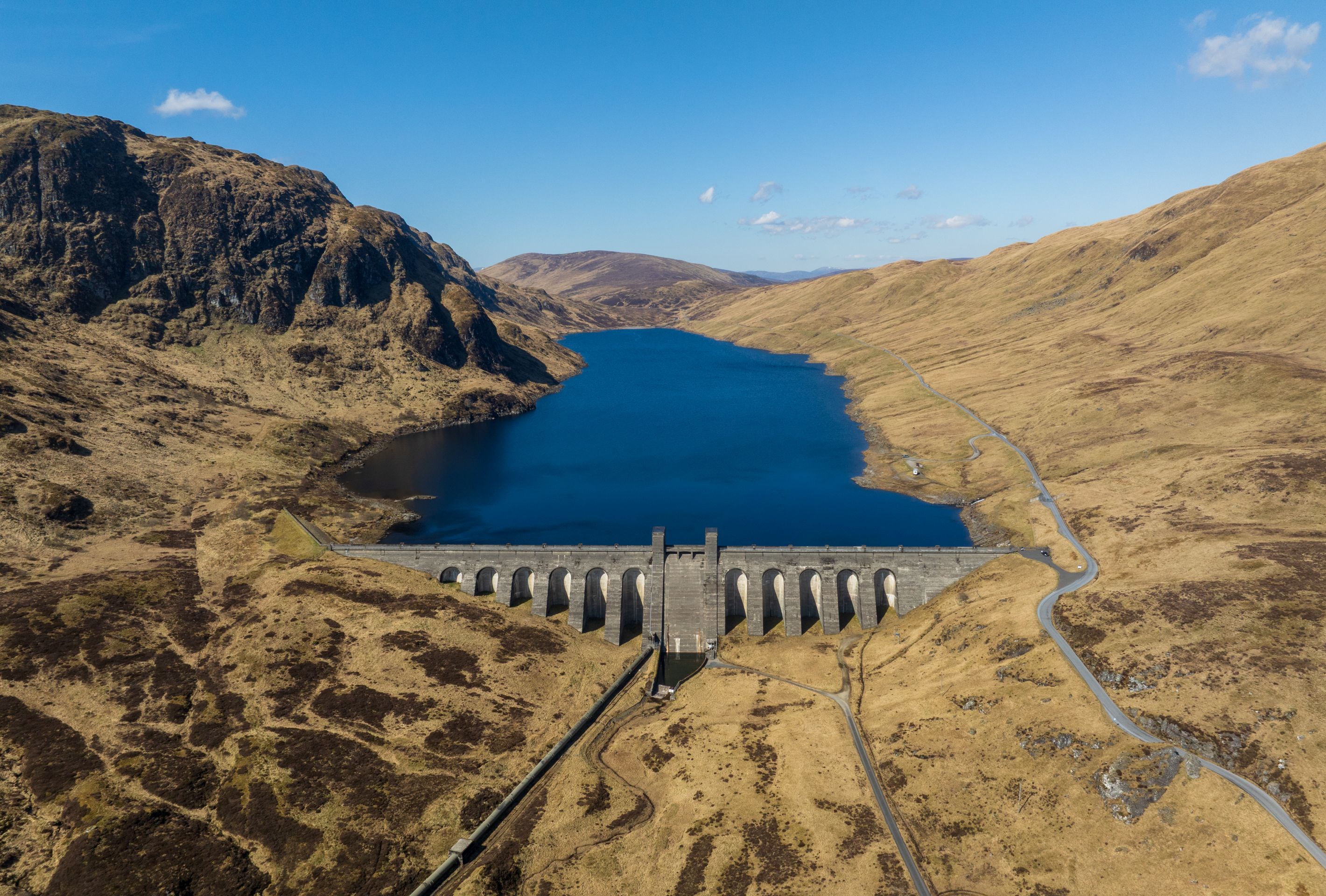 Lawers Dam with Lochan na Lairige reservoir behind