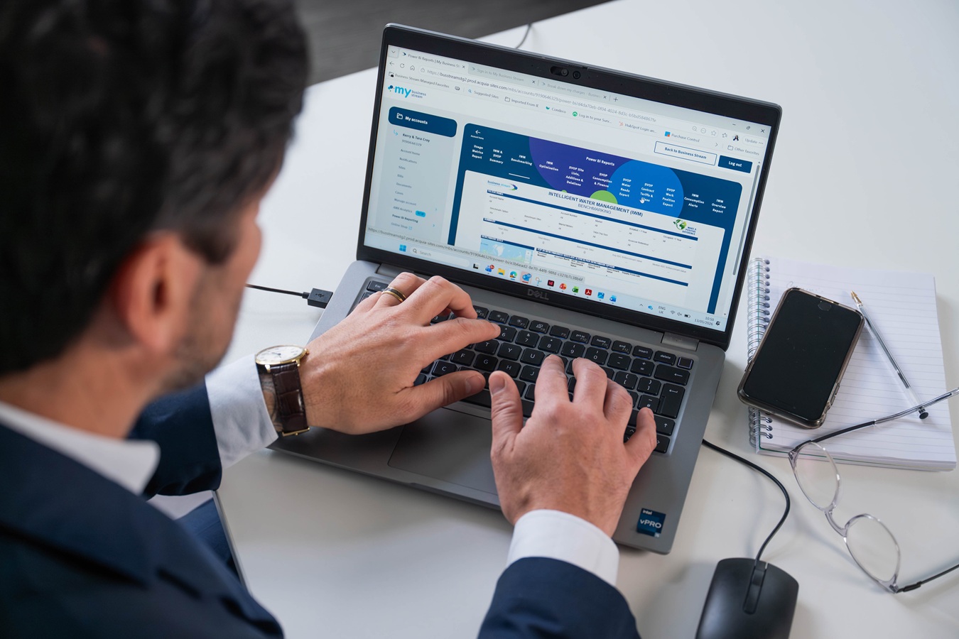 Man typing data entry