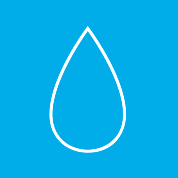 Blue icon depicting a water drop